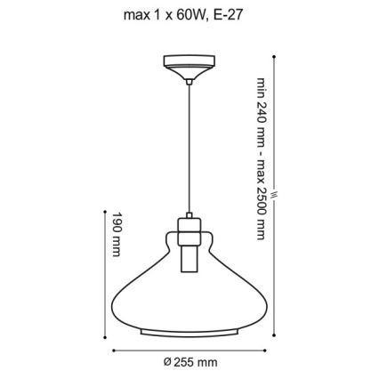 Κρεμαστό φωτιστικό οροφής  VETRO 1xE27/60W/230V οξιά