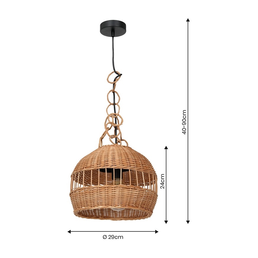 Κρεμαστό φωτιστικό οροφής VIMINI 1xE27/40W/230V rattan