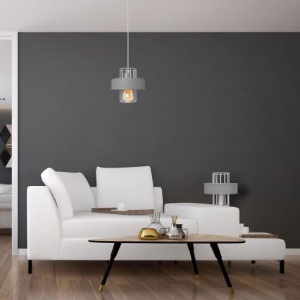 Κρεμαστό φωτιστικό οροφής VOLTA 1xE27/15W/230V γκρι