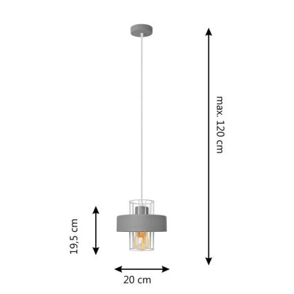 Κρεμαστό φωτιστικό οροφής VOLTA 1xE27/15W/230V γκρι