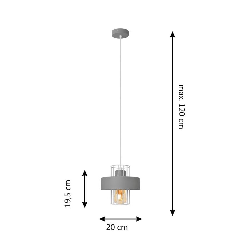Κρεμαστό φωτιστικό οροφής VOLTA 1xE27/15W/230V γκρι