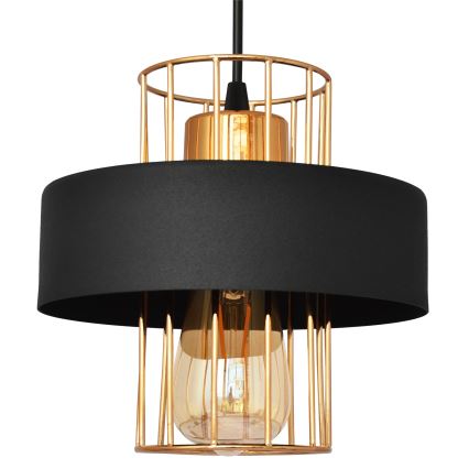 Κρεμαστό φωτιστικό οροφής VOLTA 1xE27/15W/230V μαύρο/χρυσαφί