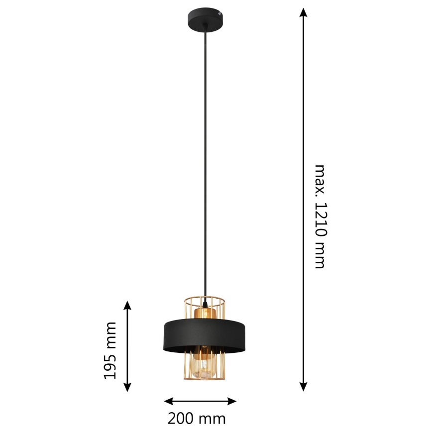 Κρεμαστό φωτιστικό οροφής VOLTA 1xE27/15W/230V μαύρο/χρυσαφί