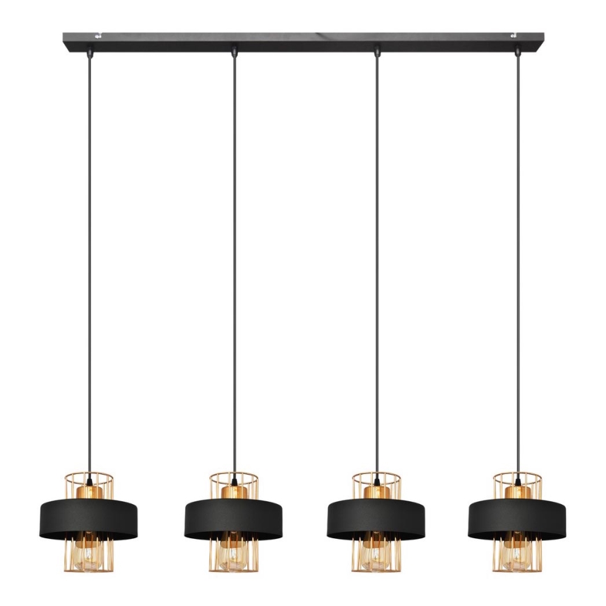 Κρεμαστό φωτιστικό οροφής VOLTA 4xE27/15W/230V μαύρο/χρυσαφί