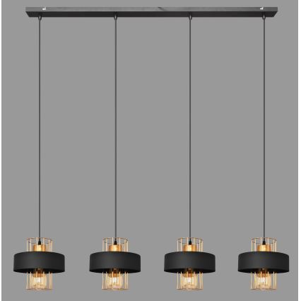 Κρεμαστό φωτιστικό οροφής VOLTA 4xE27/15W/230V μαύρο/χρυσαφί