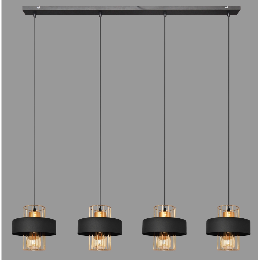 Κρεμαστό φωτιστικό οροφής VOLTA 4xE27/15W/230V μαύρο/χρυσαφί