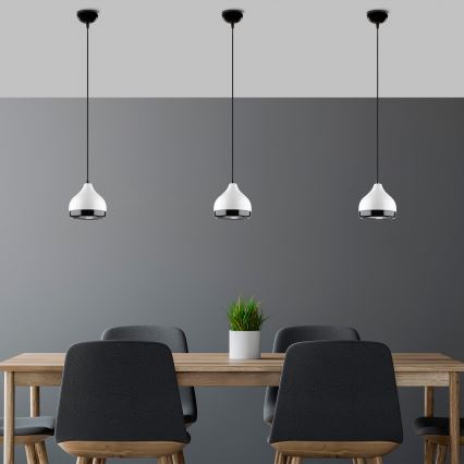 Κρεμαστό φωτιστικό οροφής YILDO 1xE27/40W/230V λευκό/μαύρο
