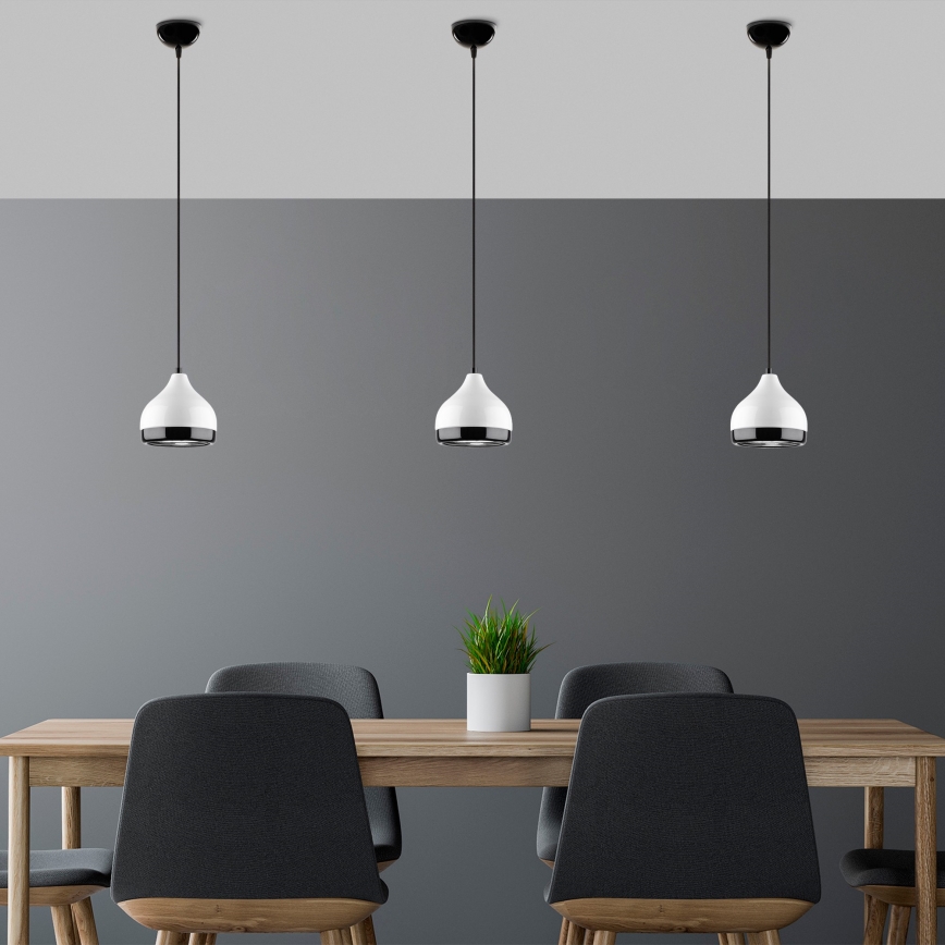 Κρεμαστό φωτιστικό οροφής YILDO 1xE27/40W/230V λευκό/μαύρο