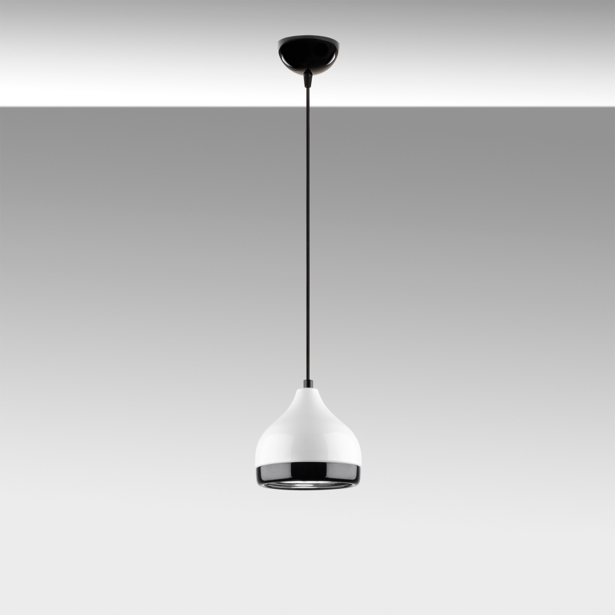 Κρεμαστό φωτιστικό οροφής YILDO 1xE27/40W/230V λευκό/μαύρο