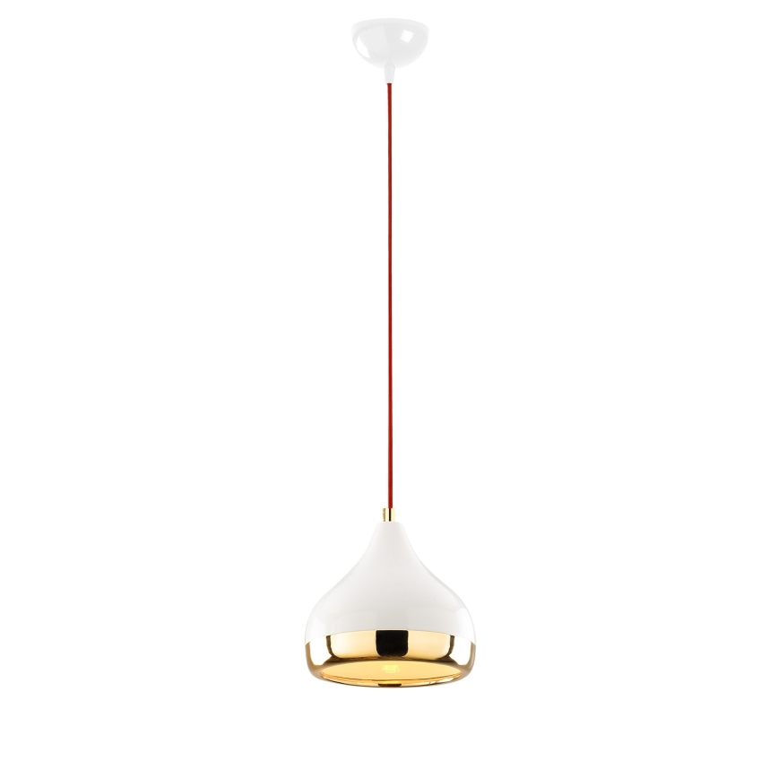 Κρεμαστό φωτιστικό οροφής YILDO 1xE27/40W/230V λευκό/χρυσό/κόκκινο