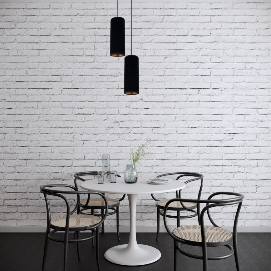 Κρεμαστό φωτιστικό οροφής δίφωτο AVALO 2xE27/60W/230V διάμετρος 20 cm μαύρο