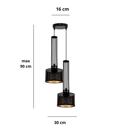 Κρεμαστό φωτιστικό οροφής δίφωτο ELIS 2xE27/60W/230V διάμετρος 30 cm