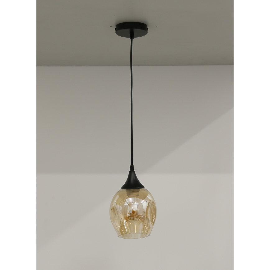 Κρεμαστό φωτιστικό οροφής μονόφωτο ASPA 1xE27/40W/230V μαύρο