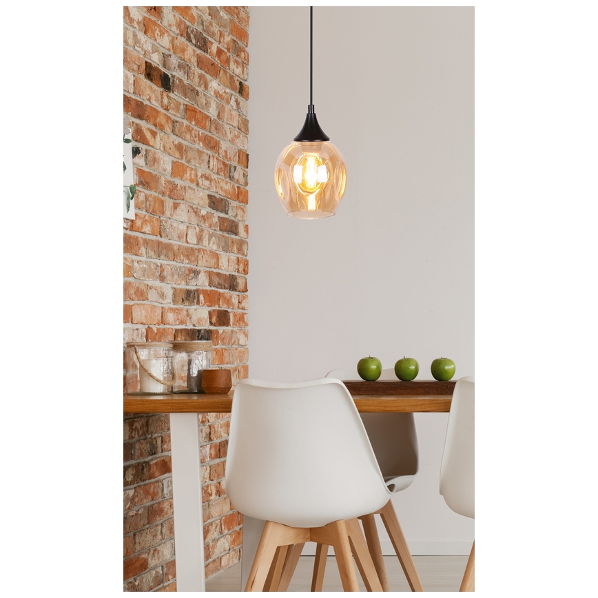 Κρεμαστό φωτιστικό οροφής μονόφωτο ASPA 1xE27/40W/230V μαύρο