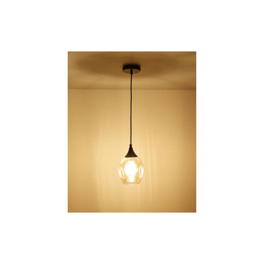 Κρεμαστό φωτιστικό οροφής μονόφωτο ASPA 1xE27/40W/230V μαύρο