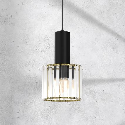 Κρεμαστό φωτιστικό οροφής μονόφωτο CRISTAL 1xE27/60W/230V μαύρο