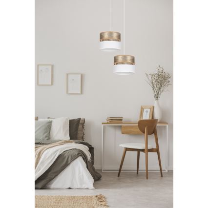Κρεμαστό φωτιστικό οροφής μονόφωτο LIMA 1xE27/60W/230V χρυσαφί/λευκό