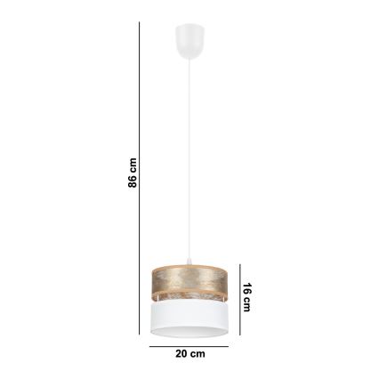 Κρεμαστό φωτιστικό οροφής μονόφωτο LIMA 1xE27/60W/230V χρυσαφί/λευκό