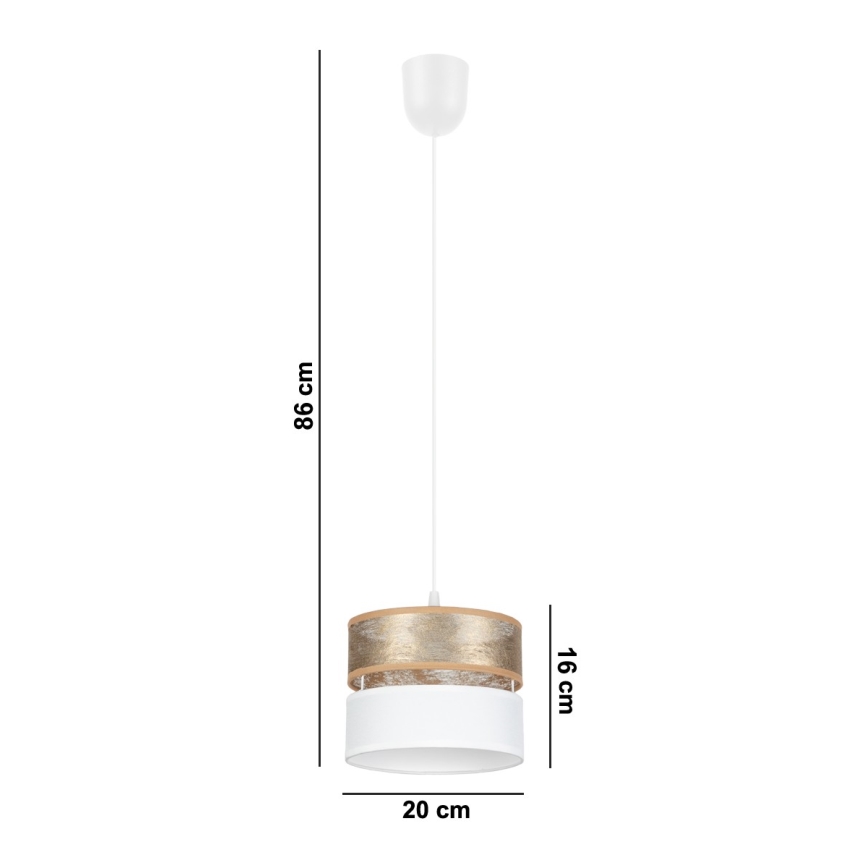 Κρεμαστό φωτιστικό οροφής μονόφωτο LIMA 1xE27/60W/230V χρυσαφί/λευκό