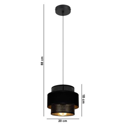 Κρεμαστό φωτιστικό οροφής μονόφωτο NESS 1xE27/60W/230V μαύρο