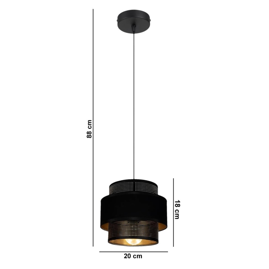 Κρεμαστό φωτιστικό οροφής μονόφωτο NESS 1xE27/60W/230V μαύρο