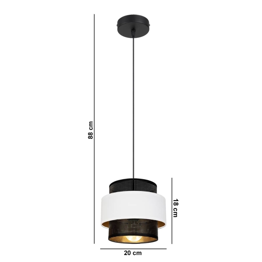 Κρεμαστό φωτιστικό οροφής μονόφωτο NESS 1xE27/60W/230V μαύρο/λευκό