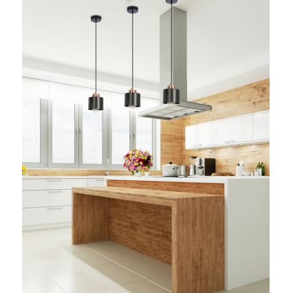 Κρεμαστό φωτιστικό οροφής μονόφωτο OLENA 1xE27/60W/230V μαύρο