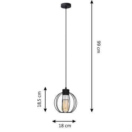 Κρεμαστό φωτιστικό οροφής μονόφωτο STARLIGHT 1xE27/15W/230V μαύρο/ασήμι