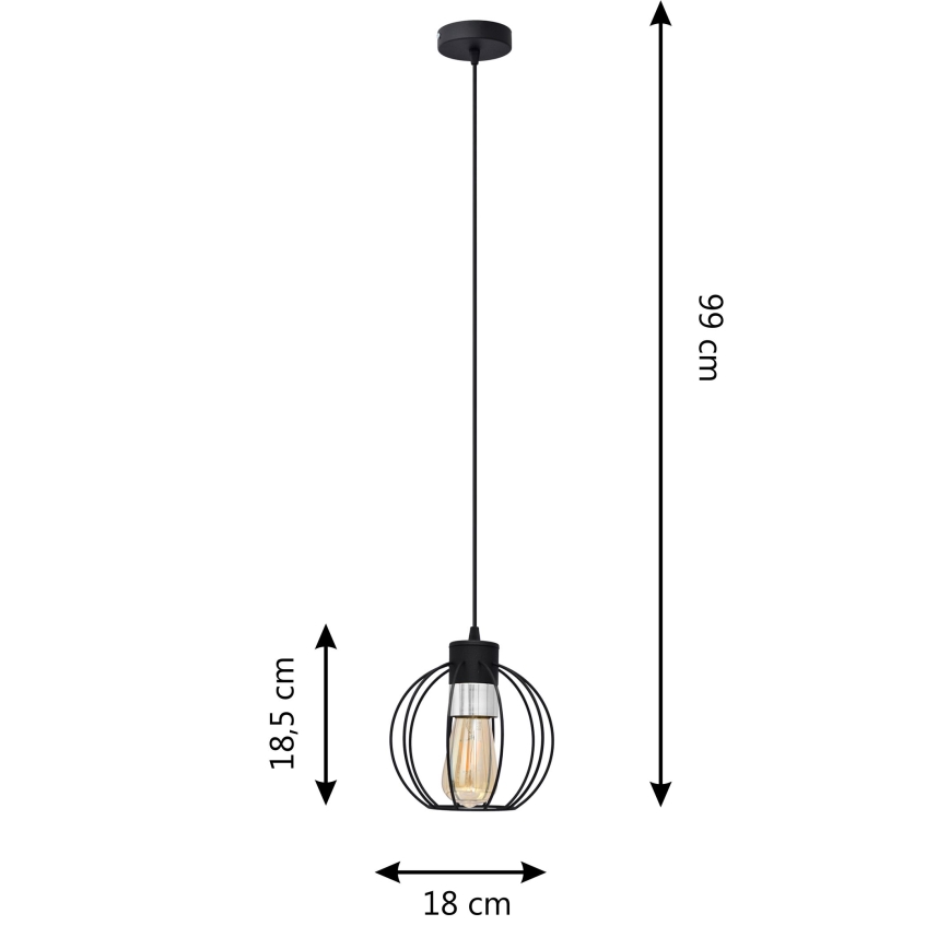 Κρεμαστό φωτιστικό οροφής μονόφωτο STARLIGHT 1xE27/15W/230V μαύρο/ασήμι
