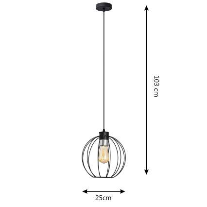 Κρεμαστό φωτιστικό οροφής μονόφωτο STARLIGHT 1xE27/15W/230V μαύρο/ασημί
