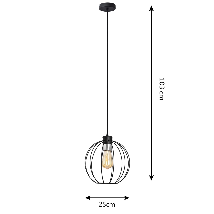 Κρεμαστό φωτιστικό οροφής μονόφωτο STARLIGHT 1xE27/15W/230V μαύρο/ασημί