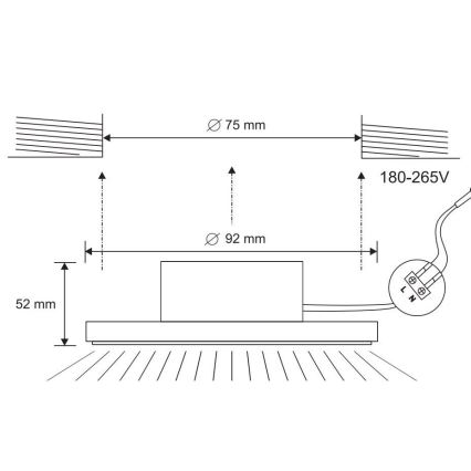 Κρεμαστό φωτιστικό οροφής μπάνιου LED LED/7W/230V 4000K μαύρο IP44