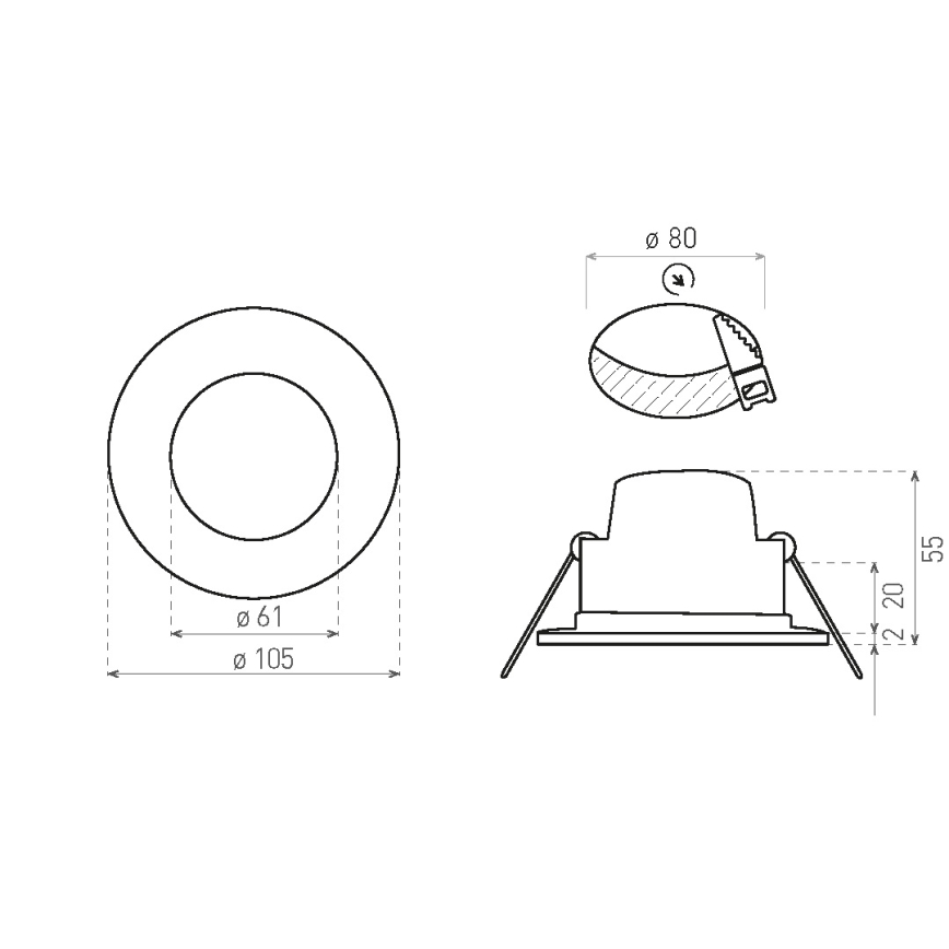 Κρεμαστό φωτιστικό οροφής μπάνιου LED BONO LED/8W/230V 3000K IP65 μαύρο