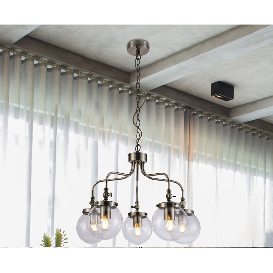 Κρεμαστό φωτιστικό οροφής πολύφωτο BALLET 5xE27/40W/230V ματ χρώμιο