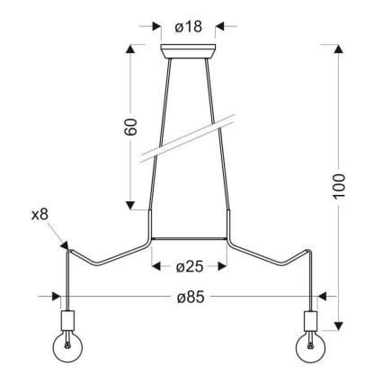 Κρεμαστό φωτιστικό οροφής πολύφωτο BASSO 8xE27/40W/230V λευκό