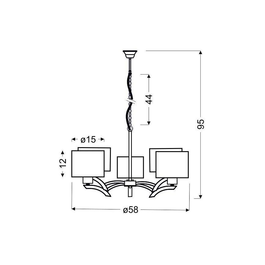 Κρεμαστό φωτιστικό οροφής πολύφωτο DRAGA 5xE27/60W/230V μπεζ/γυαλιστερό χρώμιο