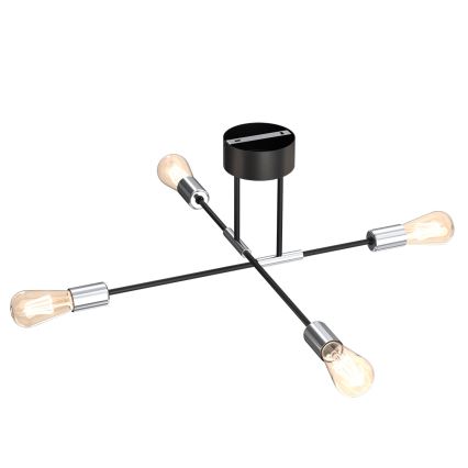 Κρεμαστό φωτιστικό οροφής πολύφωτο FLAME 4xE27/60W/230V μαύρο/γυαλιστερό χρώμιο