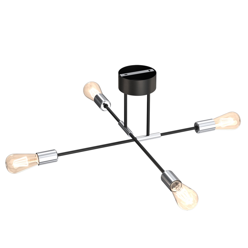 Κρεμαστό φωτιστικό οροφής πολύφωτο FLAME 4xE27/60W/230V μαύρο/γυαλιστερό χρώμιο