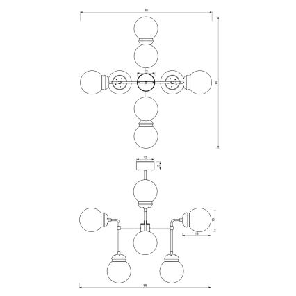 Κρεμαστό φωτιστικό οροφής πολύφωτο HYDRO 8xE14/60W/230V