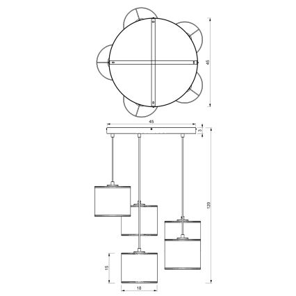 Κρεμαστό φωτιστικό οροφής πολύφωτο LOFT SHADE 5xE27/60W/230V λευκό/χρυσό
