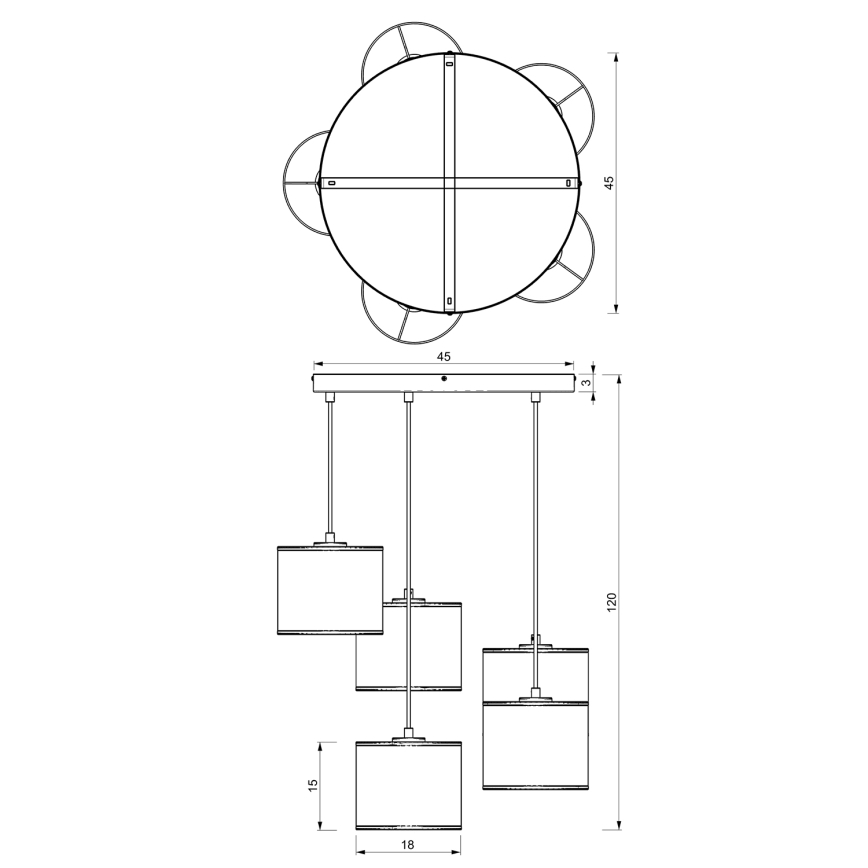 Κρεμαστό φωτιστικό οροφής πολύφωτο LOFT SHADE 5xE27/60W/230V λευκό/χρυσό