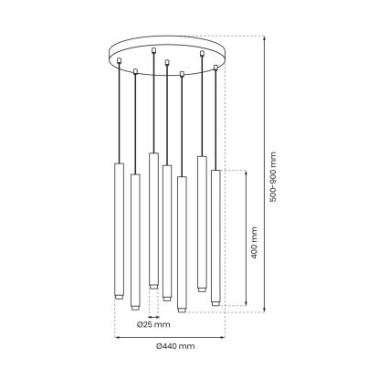 Κρεμαστό φωτιστικό οροφής πολύφωτο MONZA 7xG9/8W/230V μαύρο/χρυσό