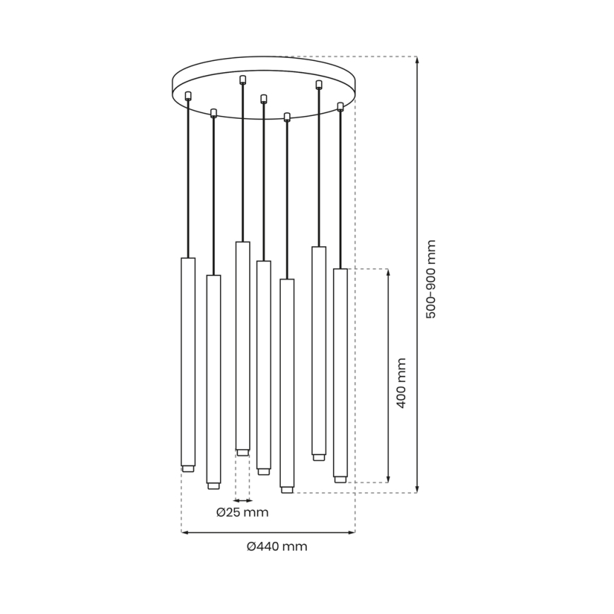 Κρεμαστό φωτιστικό οροφής πολύφωτο MONZA 7xG9/8W/230V μαύρο/χρυσό