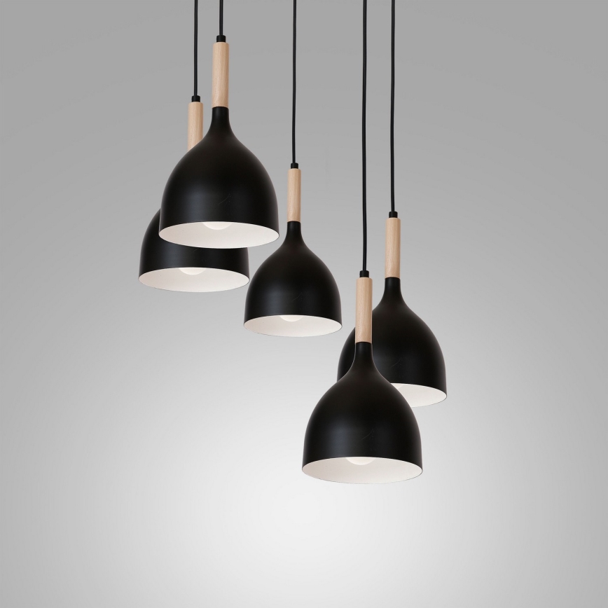 Κρεμαστό φωτιστικό οροφής πολύφωτο NOAK WOOD 5xE27/60W/230V
