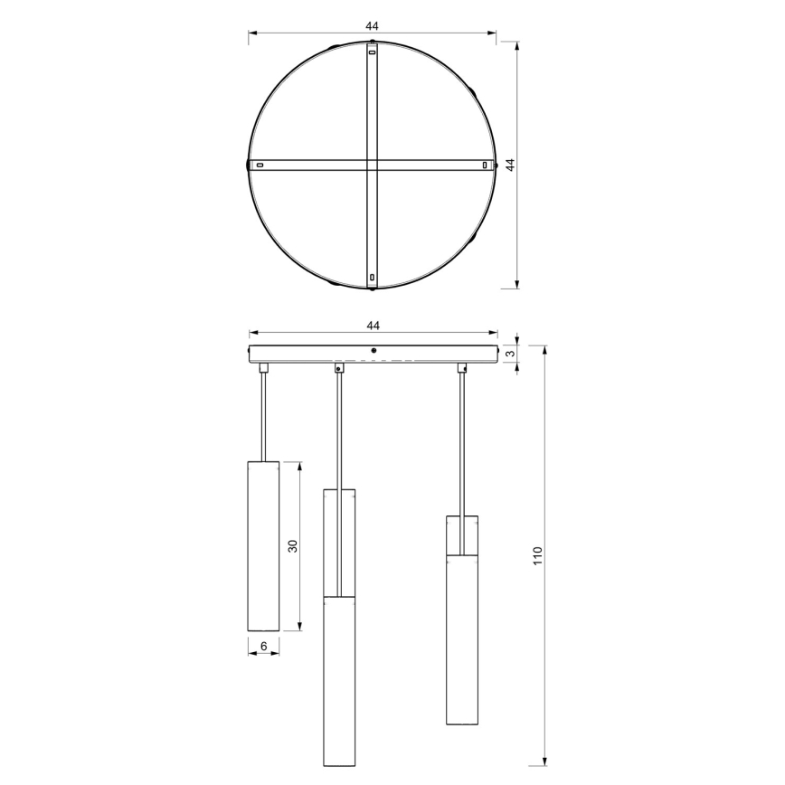 Κρεμαστό φωτιστικό οροφής πολύφωτο RAITO 6xGU10/8W/230V μαύρο
