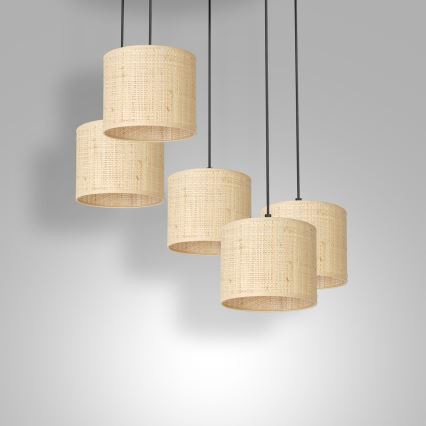 Κρεμαστό φωτιστικό οροφής πολύφωτο RATTAN 5xE27/60W/230V rattan