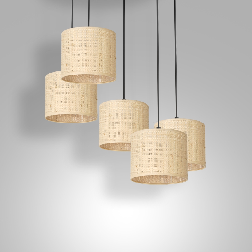 Κρεμαστό φωτιστικό οροφής πολύφωτο RATTAN 5xE27/60W/230V rattan