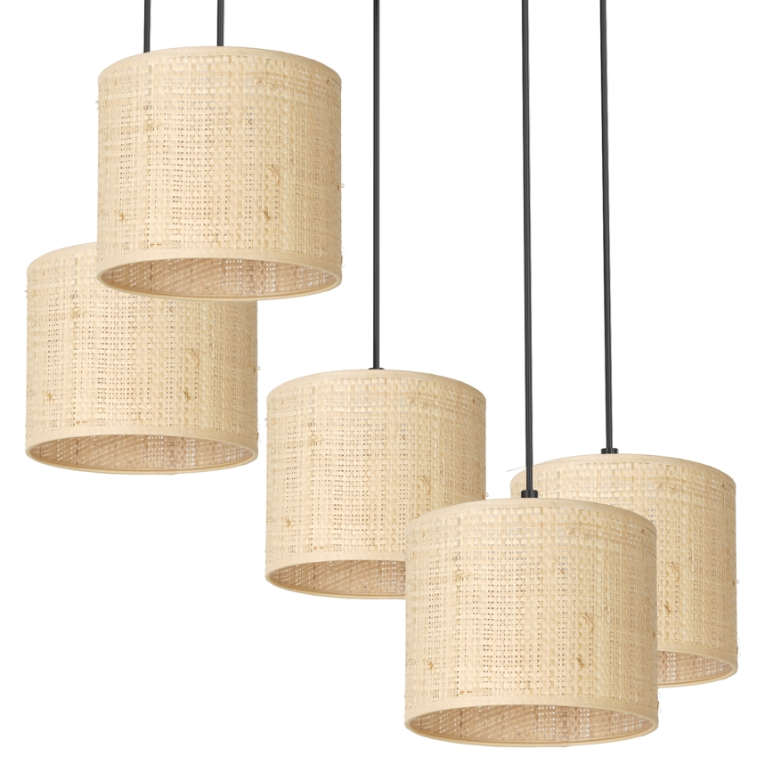 Κρεμαστό φωτιστικό οροφής πολύφωτο RATTAN 5xE27/60W/230V rattan