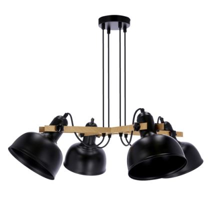 Κρεμαστό φωτιστικό οροφής πολύφωτο RENO 4xE27/40W/230V μαύρο/καφέ