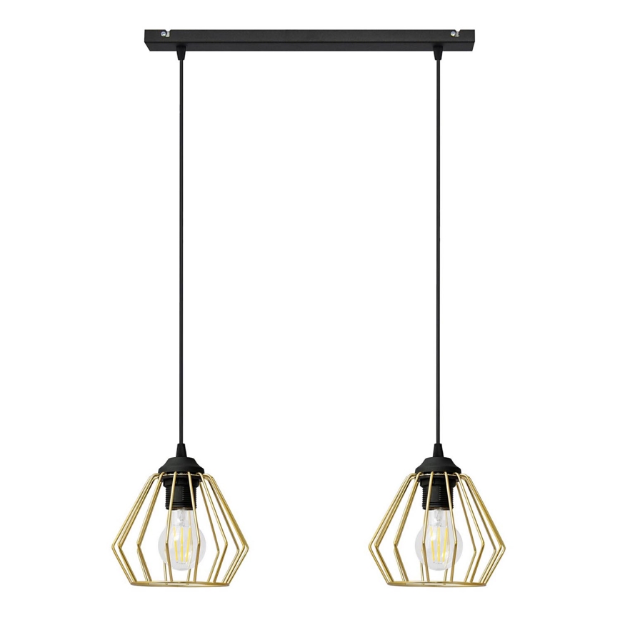 Κρεμαστό φωτιστικό οροφής ράγα AGAT 2xE27/15W/230V χρυσαφί/μαύρο